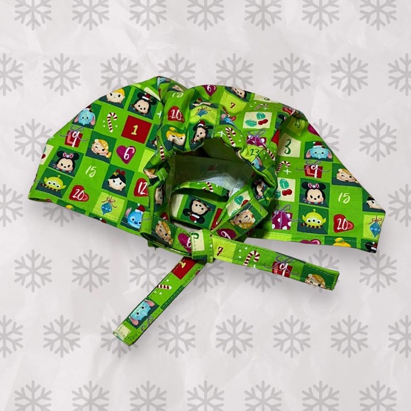 Christmas Theme Disney Tsumtsum Characters Scrub Cap Handmade - Picture 4 of 4